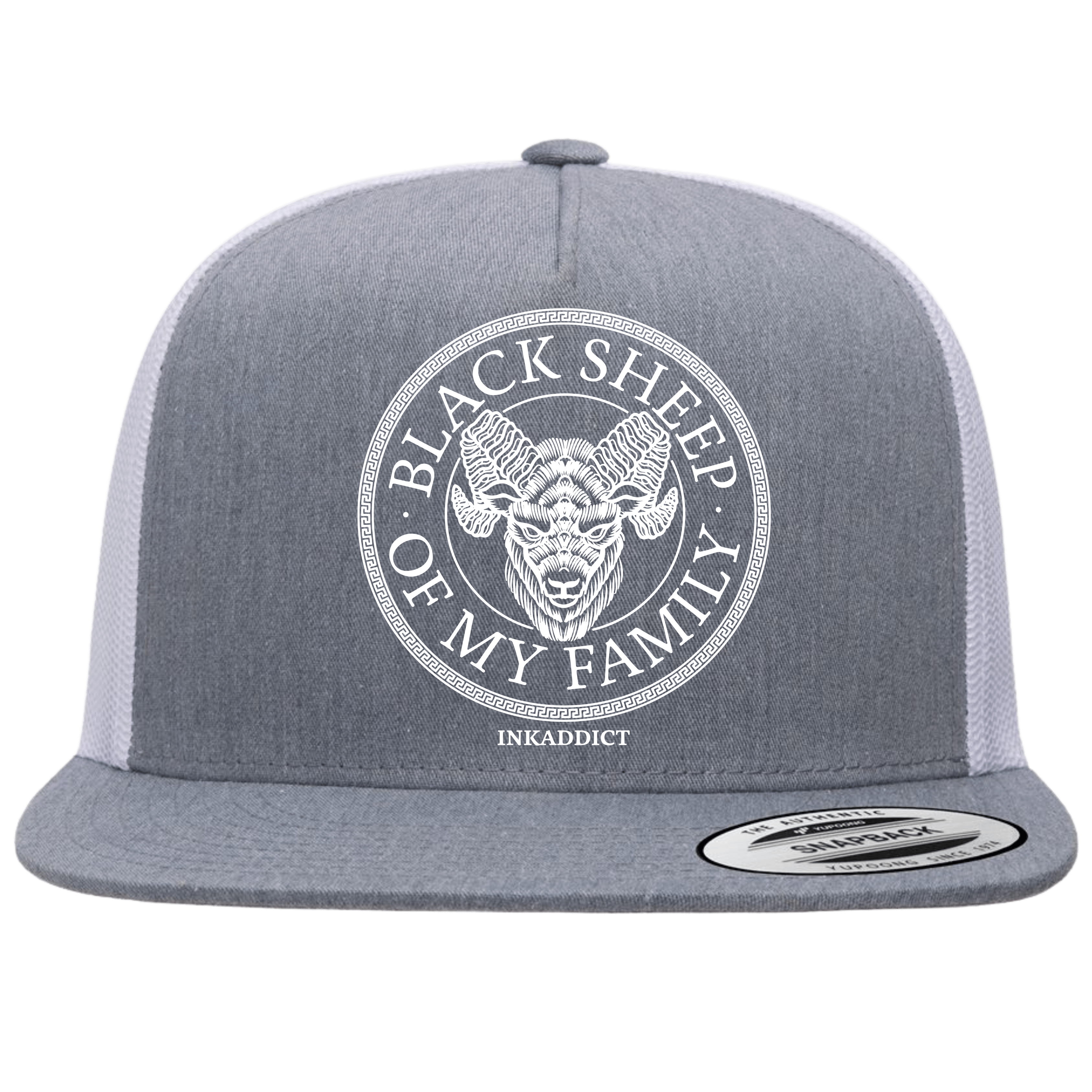 5 Panel Trucker Hat Heather Grey/White