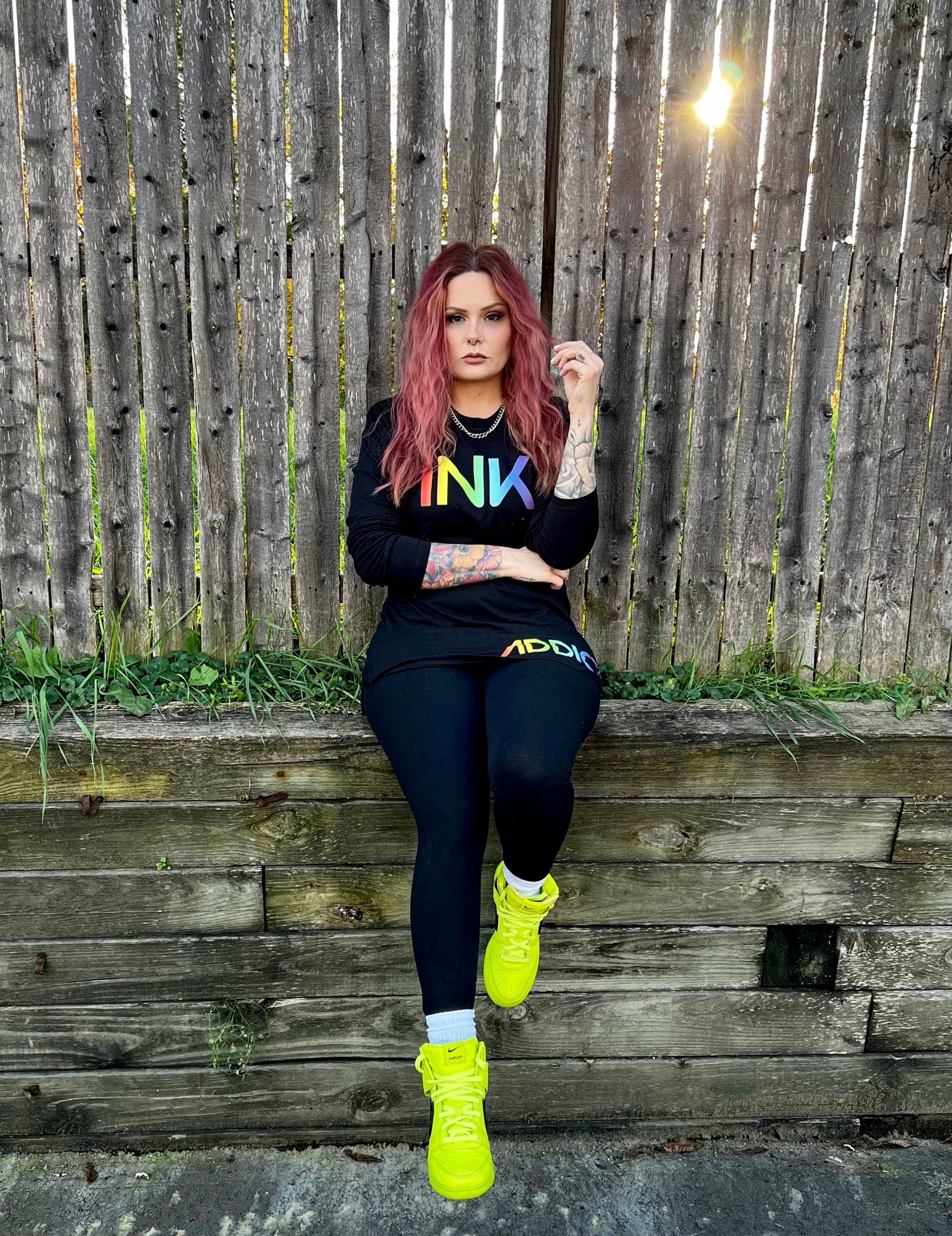 INK Rainbow Black Leggings