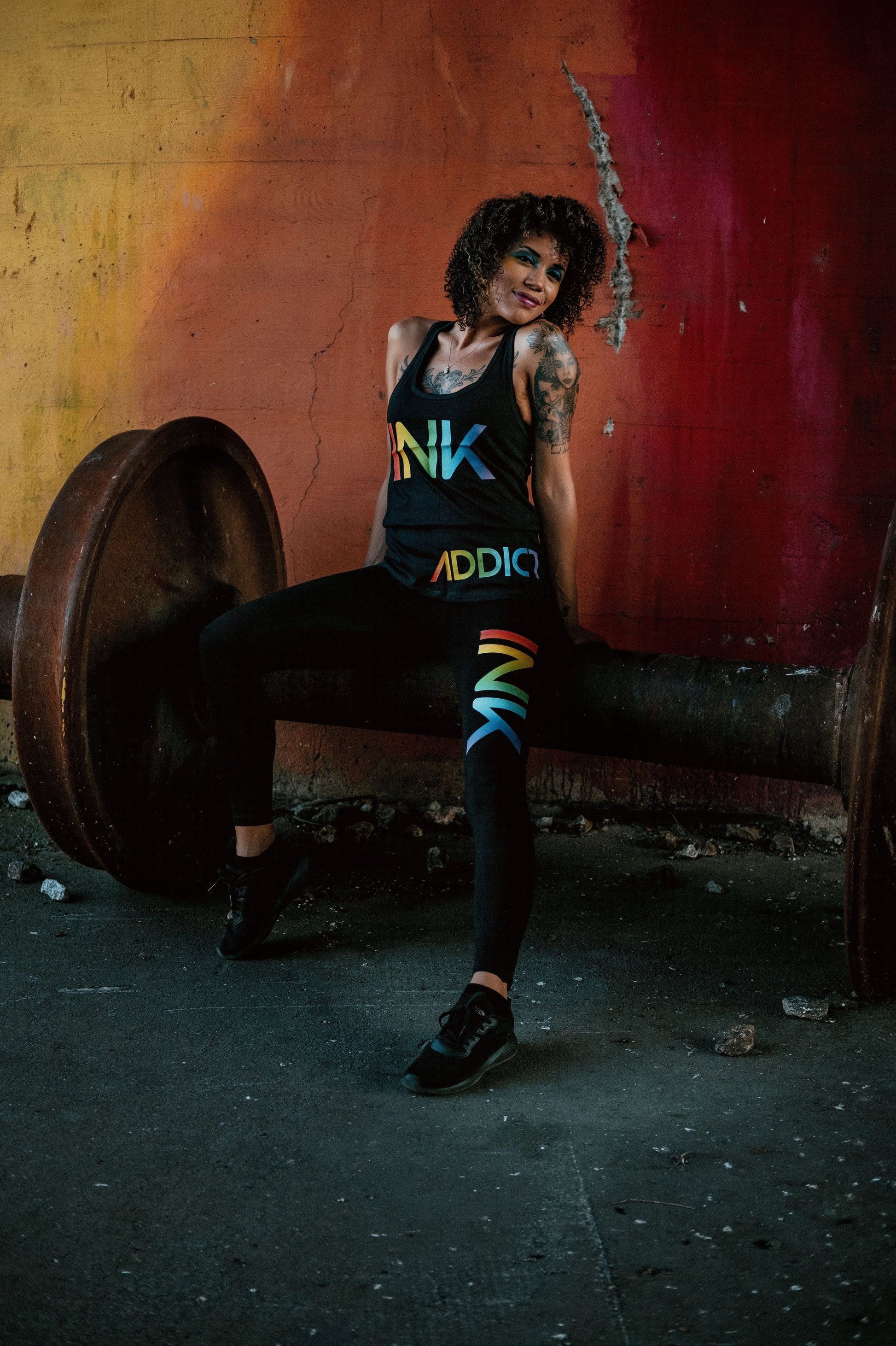 INK Rainbow Black Leggings
