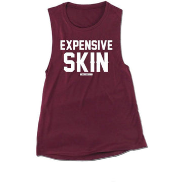 Expensive Skin Womens Maroon Flowy Muscle Tank