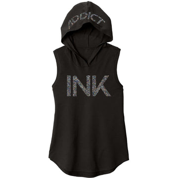 INK Glitter Women's Sleeveless Hoodie Tee