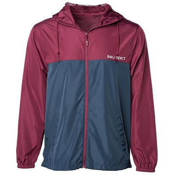 InkAddict Lightweight Maroon/Navy Windbreaker Jacket