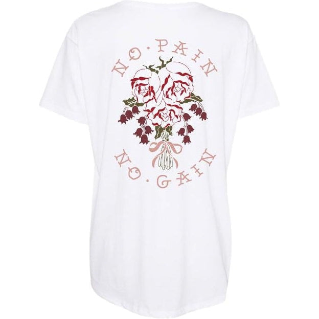 No Pain No Gain White Women's Slim Fit Tee