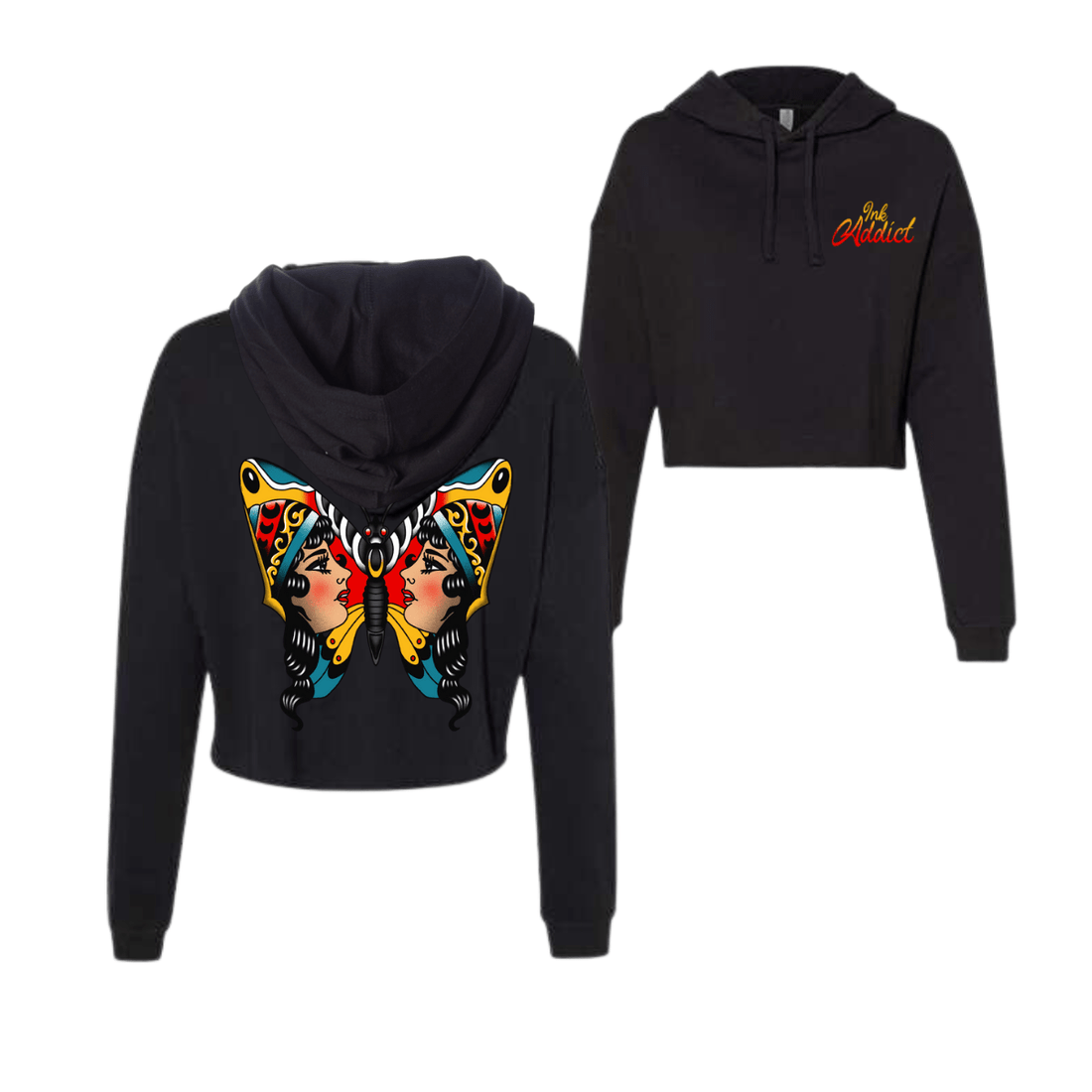 Butterfly Face Cropped Hoodie