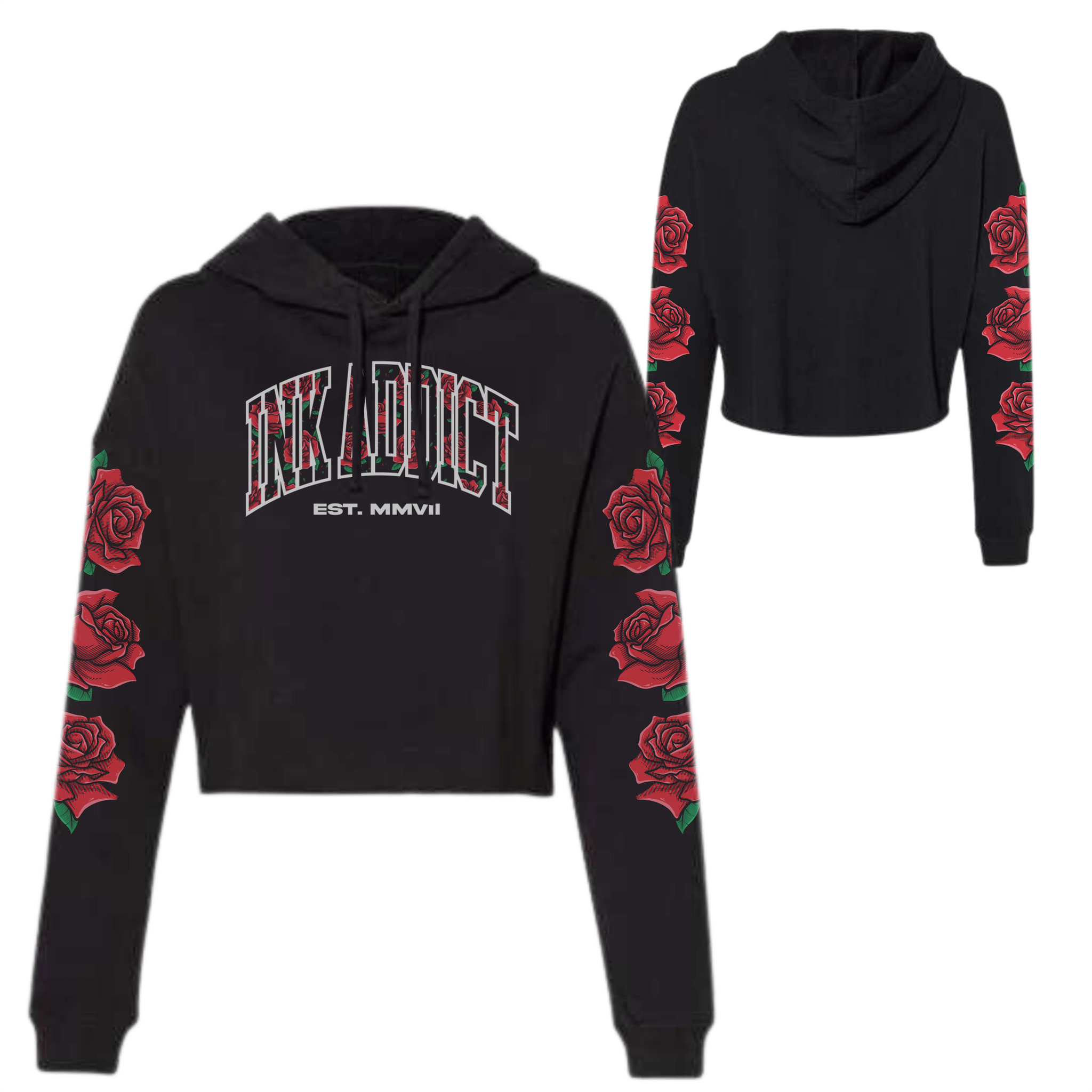 Roses Cropped Hoodie