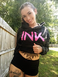 INK Women's Black/Pink Camo Crop Hoodie
