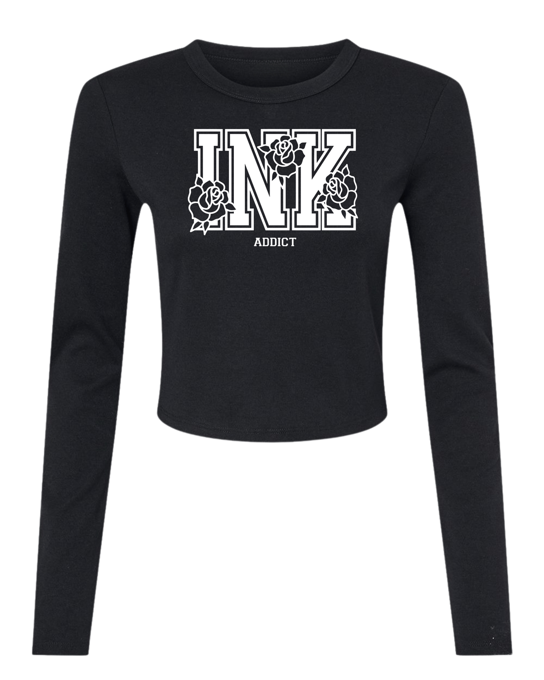 INK Roses Womens Cropped Long Sleeve