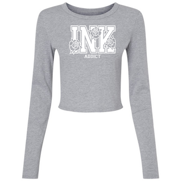 INK Roses Womens Cropped Long Sleeve