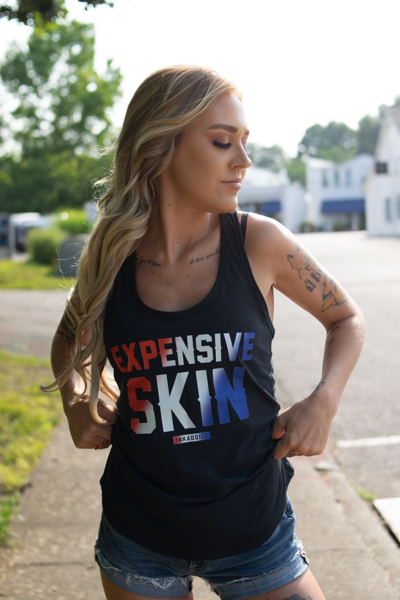 All American Expensive Skin Women's Racerback Tank