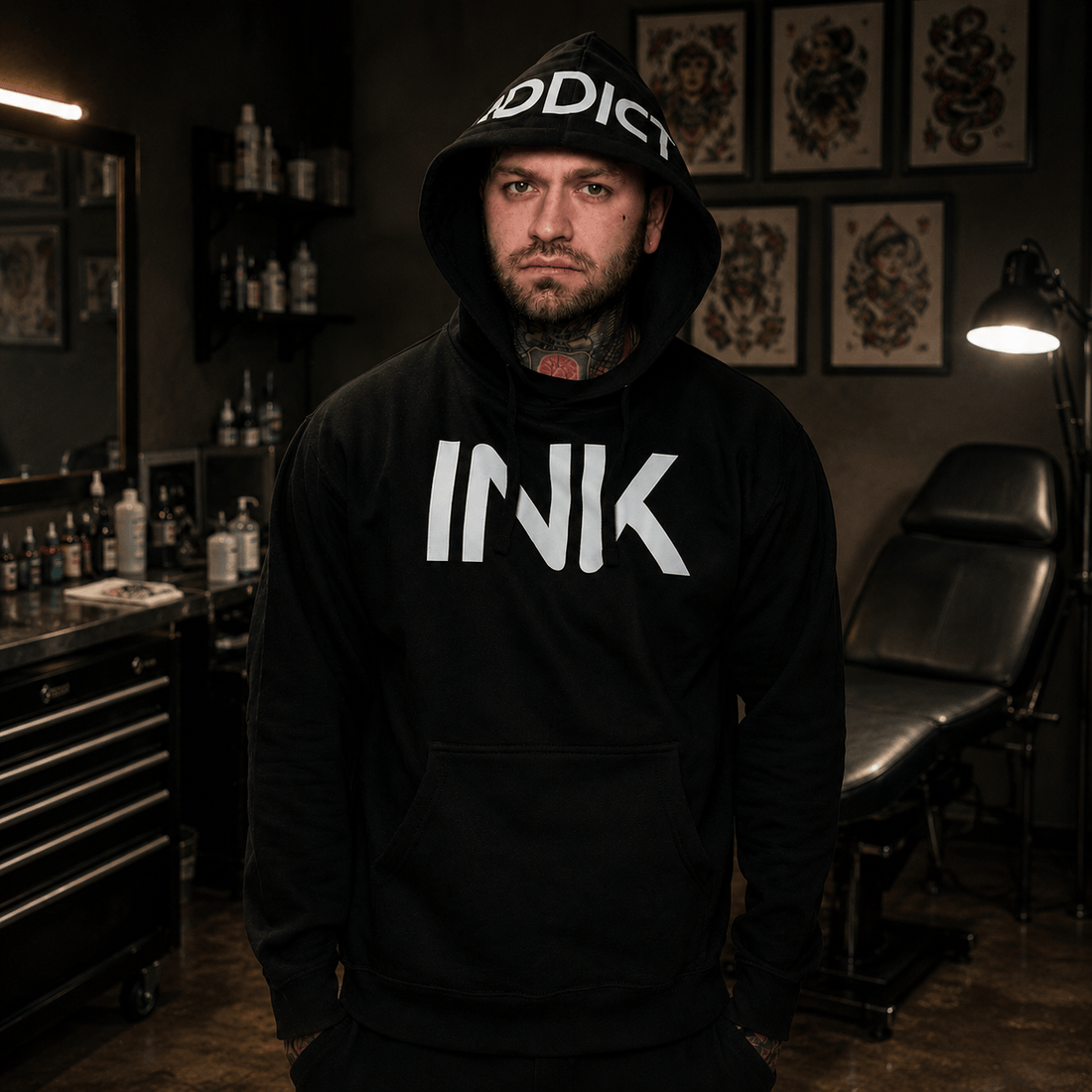 INK Men's Black Midweight Pullover Hoodie
