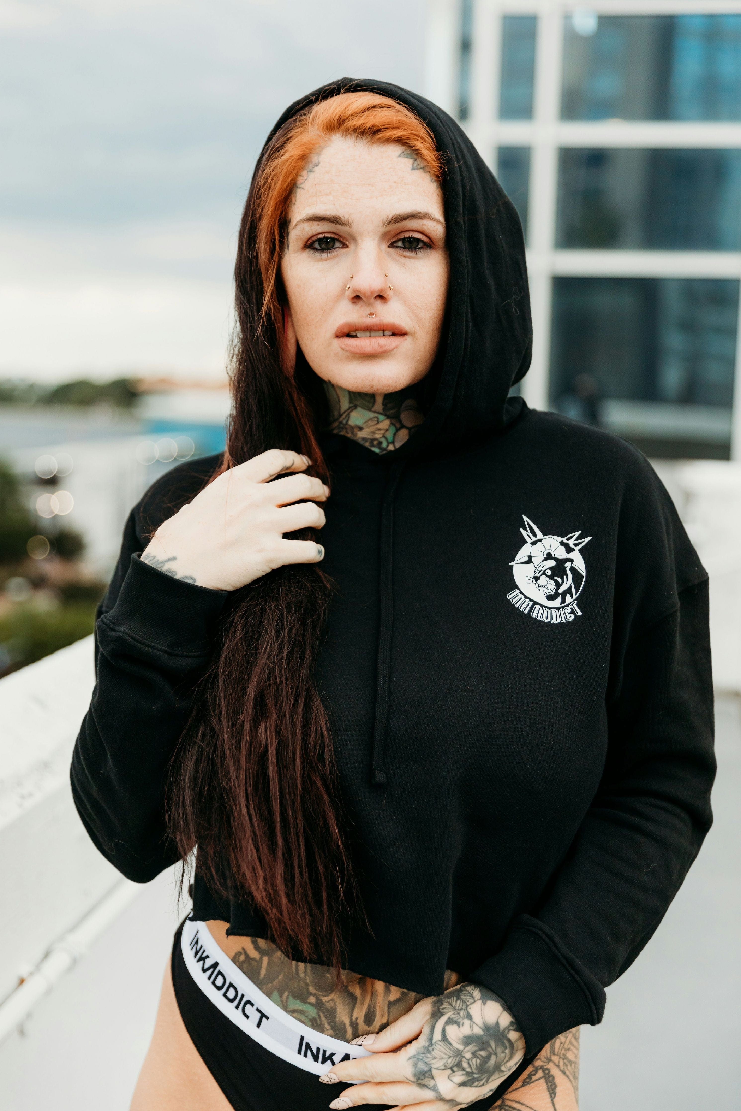 Dual Panther Women's Cropped Hoodie