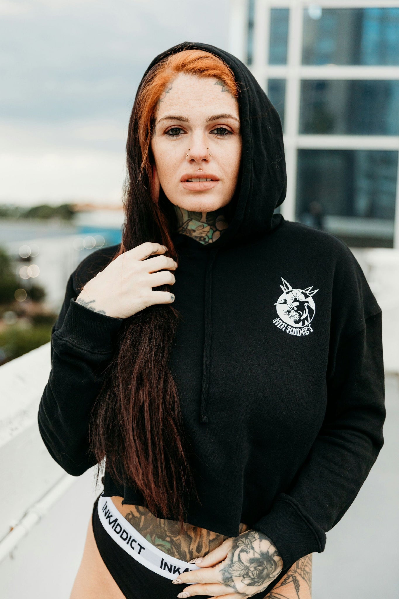 Dual Panther Women's Cropped Hoodie