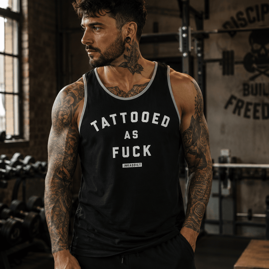 Tattooed As Fuck Black/Heather Grey Tank