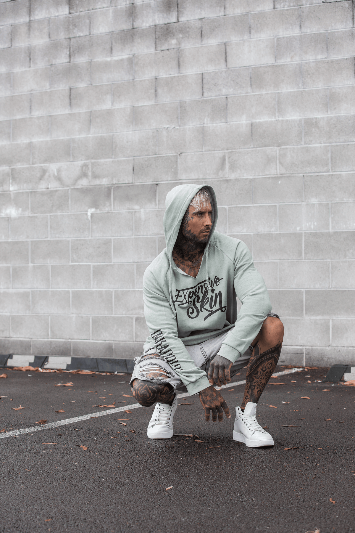 InkAddict Women's Expensive Skin Script IV Sage Hoodie