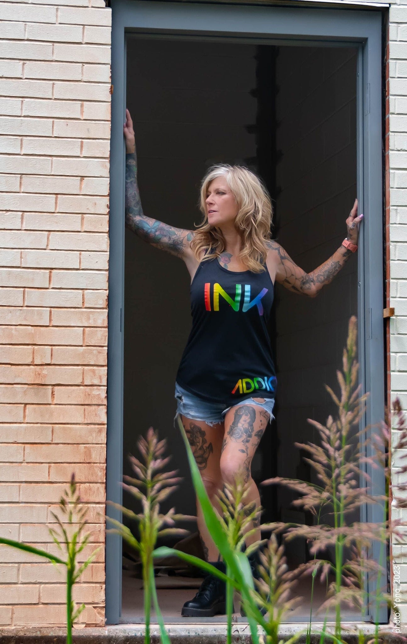 INK Rainbow Women's Black Racerback Tank