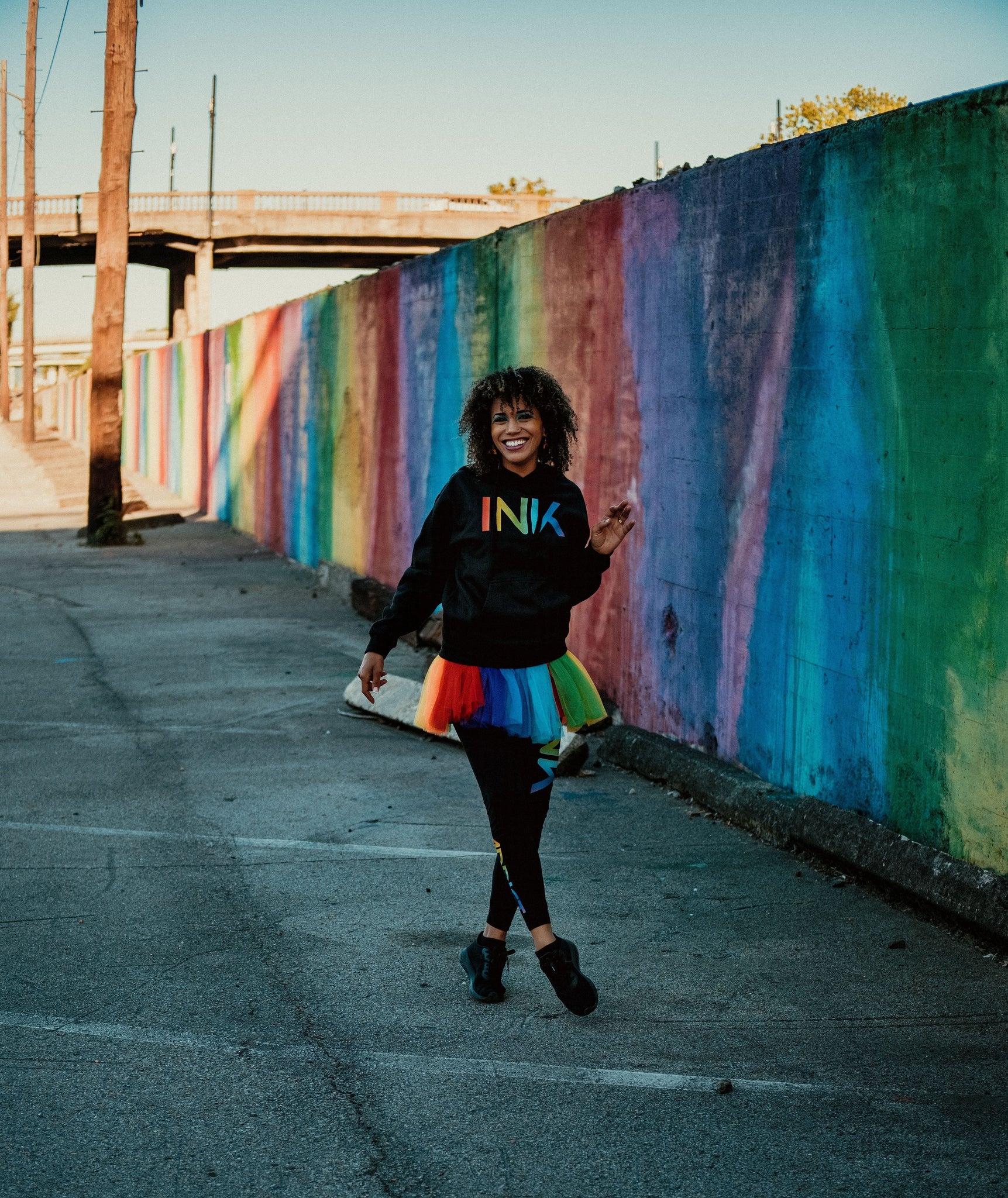 INK Rainbow Women's Black Pullover Hoodie