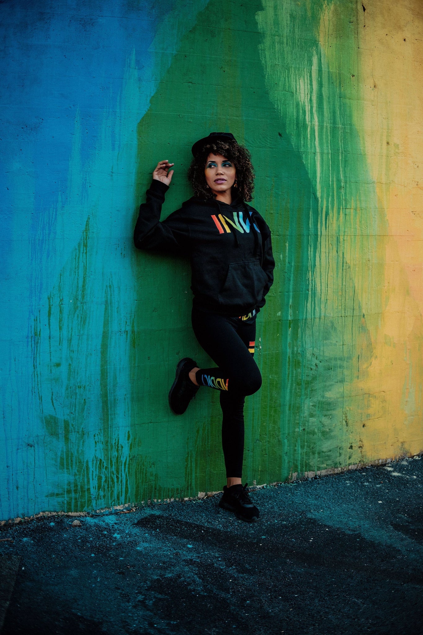 INK Rainbow Women's Black Pullover Hoodie