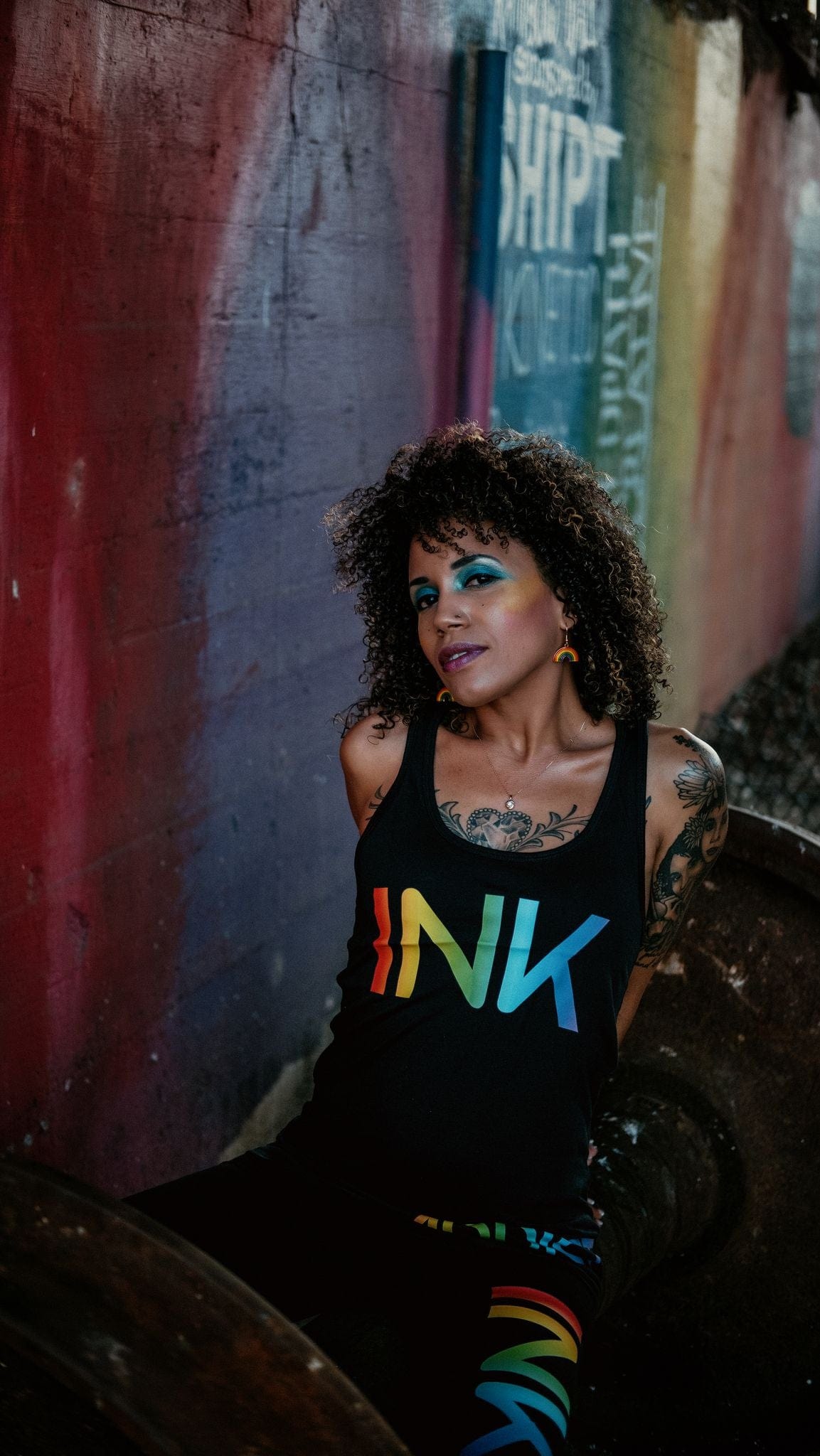 INK Rainbow Women's Black Racerback Tank