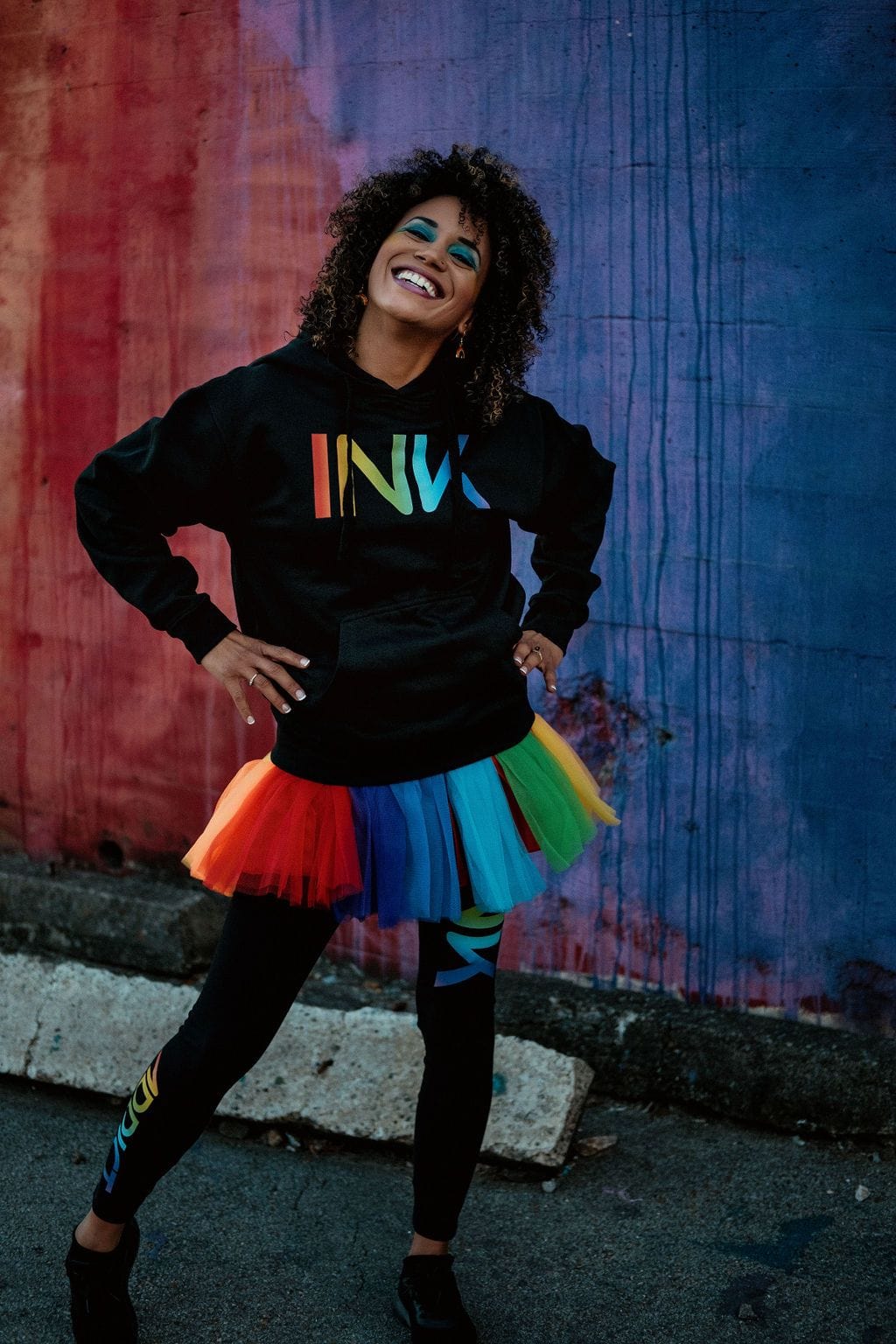 INK Rainbow Women's Black Pullover Hoodie