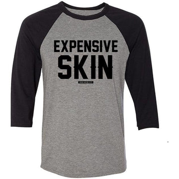 Expensive Skin Men's Heather Grey/Black Baseball Tee