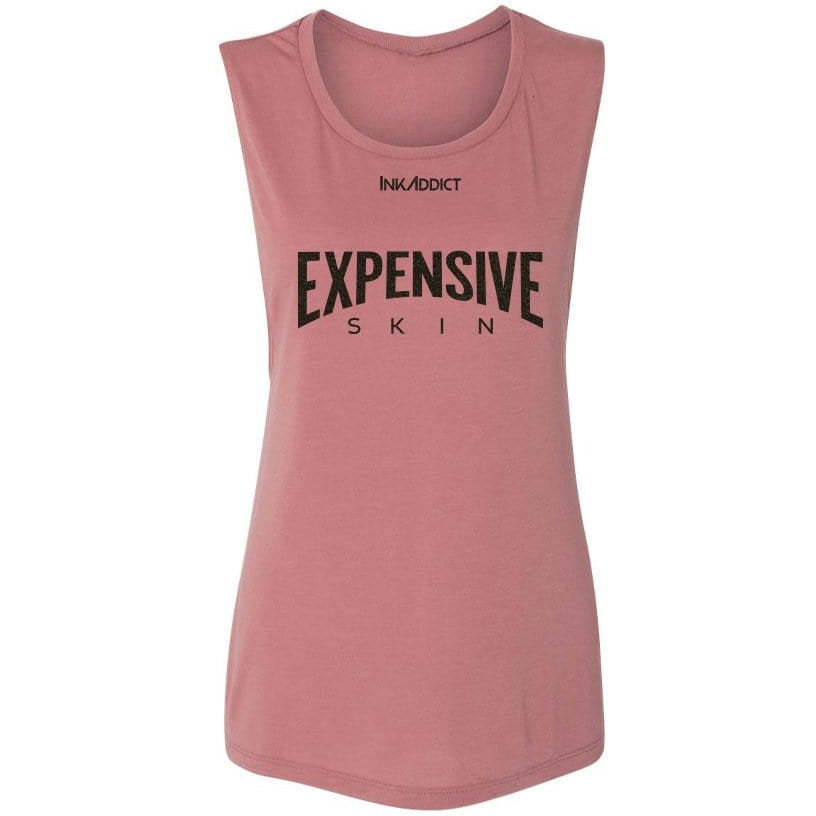 Expensive Skin III Glitter Womens Mauve Muscle Tank