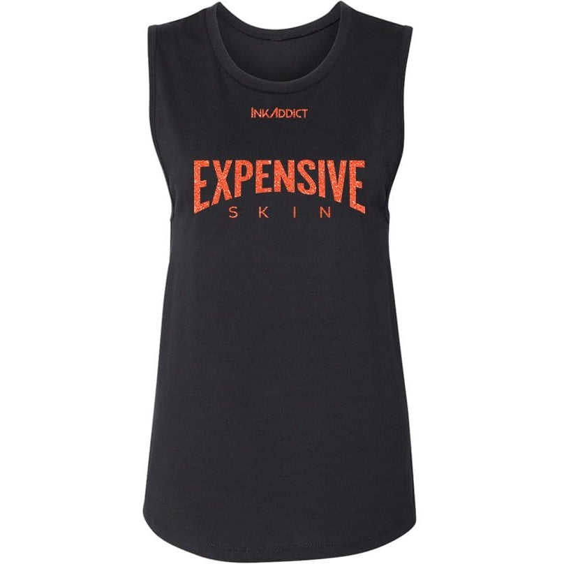 Expensive Skin III Glitter Womens Black Muscle Tank