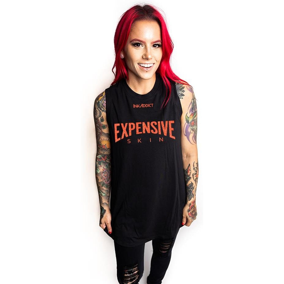 InkAddict Expensive Skin III Glitter Women's Black Muscle Tank Top
