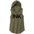 INK Women's Military Green Sleeveless Hoodie Tee