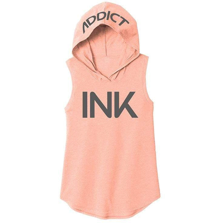 INK Women's Peach Sleeveless Hoodie Tee