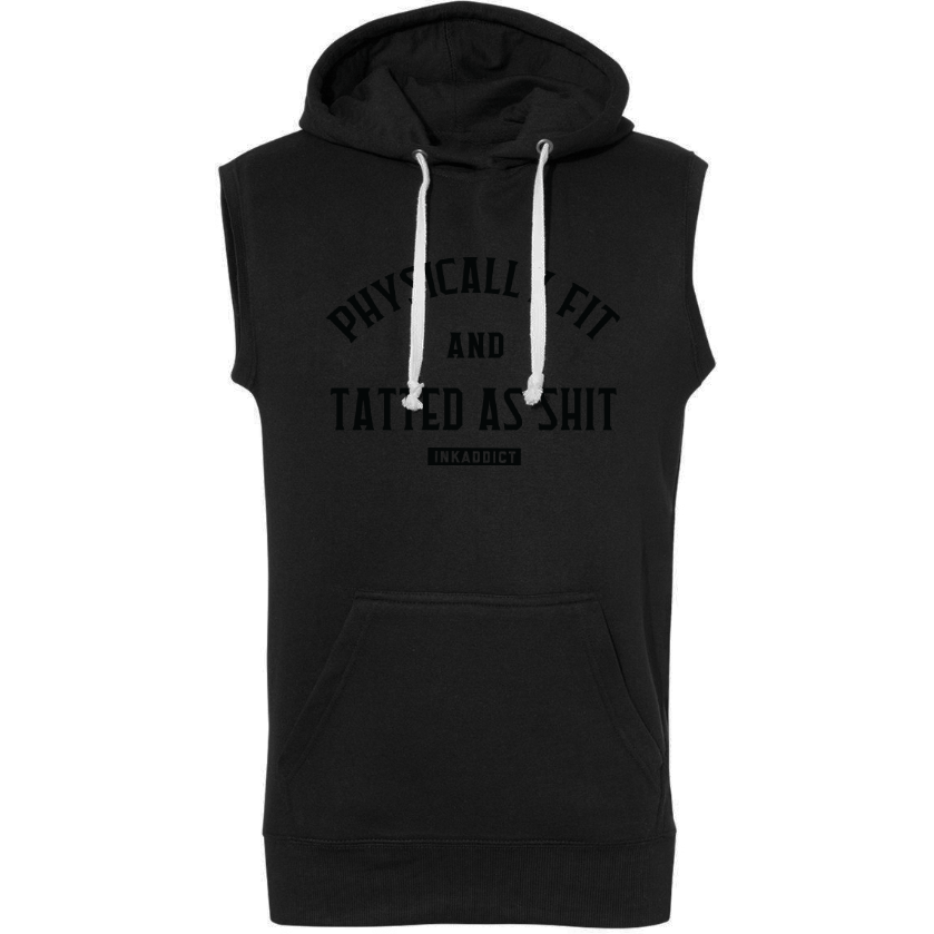 Physically Fit Men's Black Sleeveless Hoodie