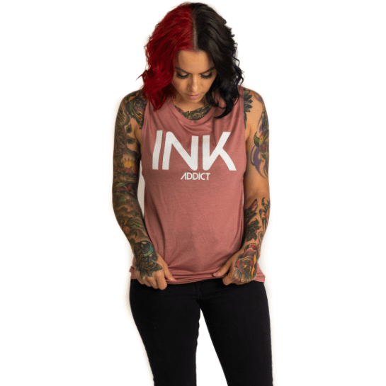 INK III Glitter Womens Mauve Muscle Tank