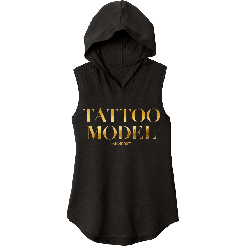 Tattoo Model Gold Women's Sleeveless Hoodie Tee