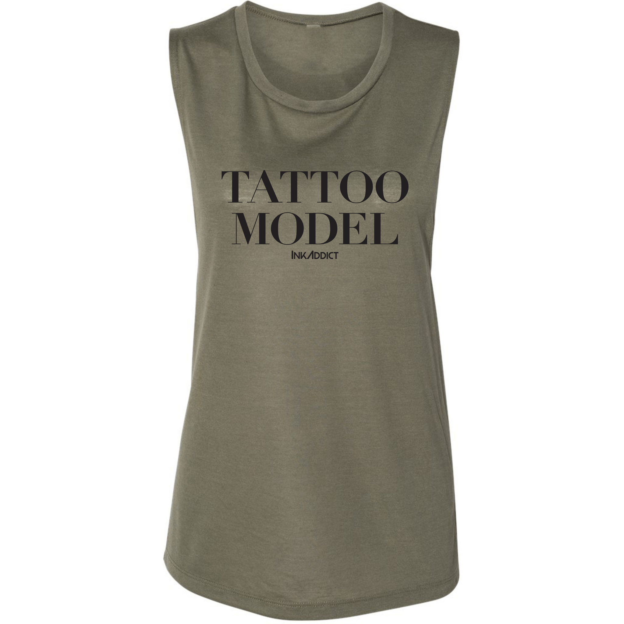 Tattoo Model Women's Military Green Muscle Tank