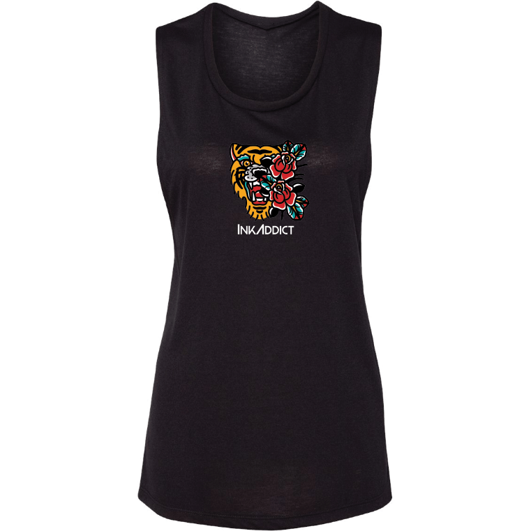 InkAddict Tiger Rose Women's Muscle Tank Top
