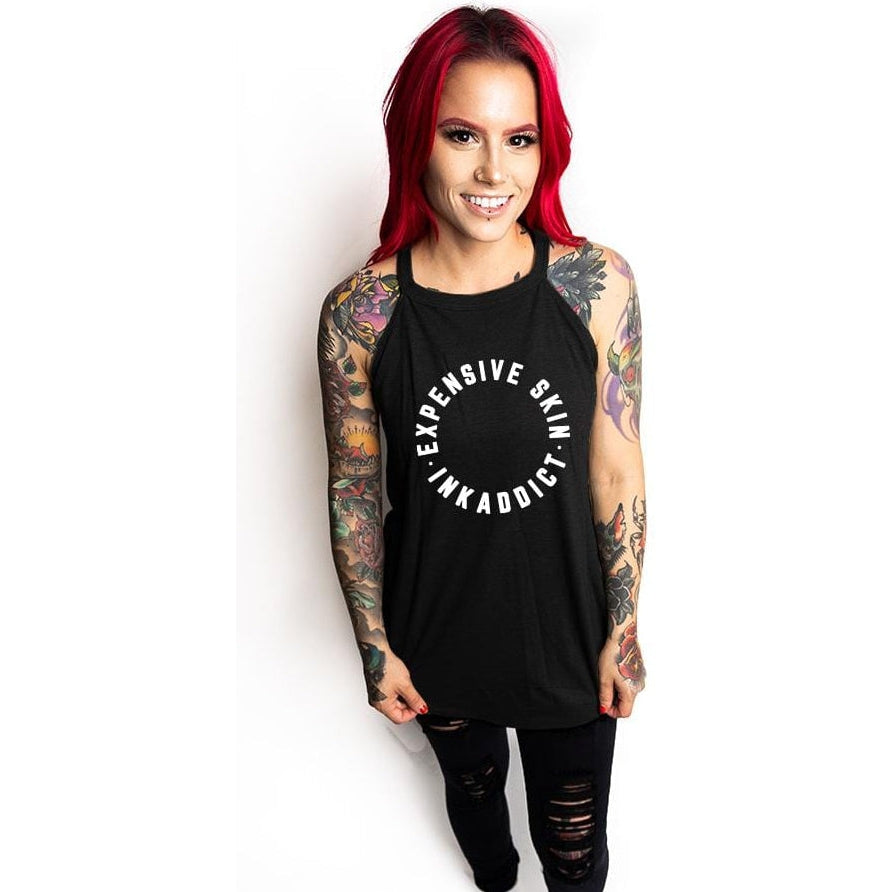 InkAddict Expensive Skin Circle Women's High Neck Tank Top