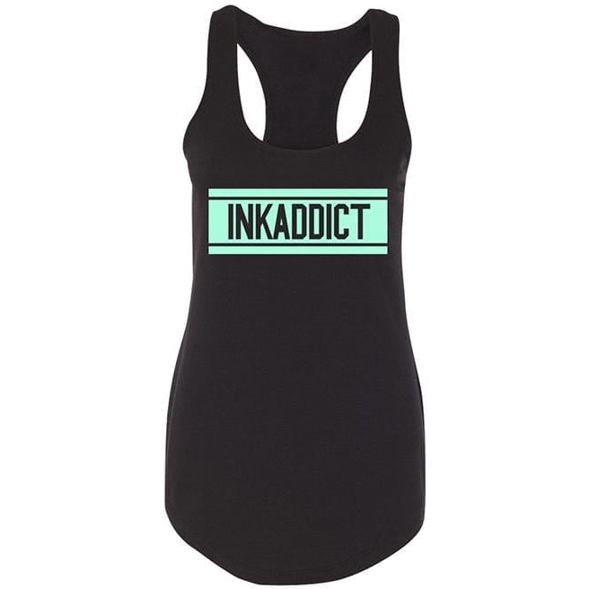 InkAddict Varsity Women's Black Racerback Tank Top