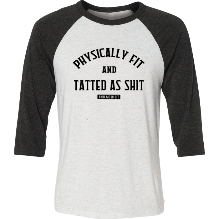 Physically Fit Unisex White/Heather Charcoal Baseball Tee