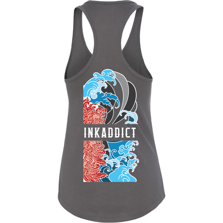 InkAddict Wave Women's Racerback Tank Top